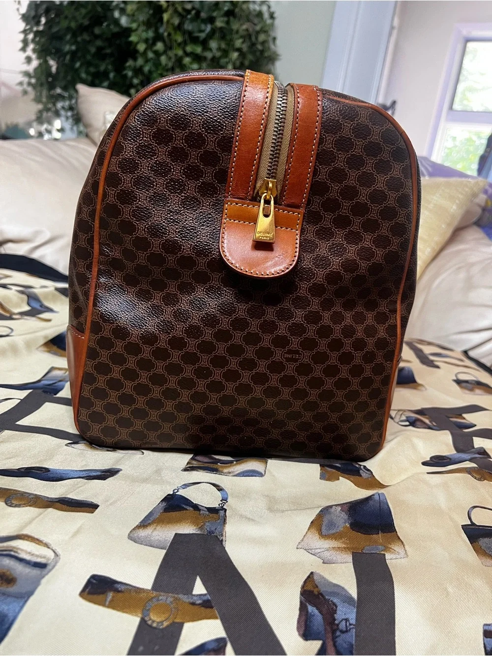 Authentic Vintage Celine Macadam Boston Travel Duffel Bag Italy COA